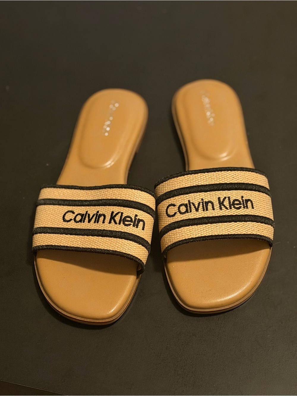 Calvin Klein Beige Slide Sandals NWOT